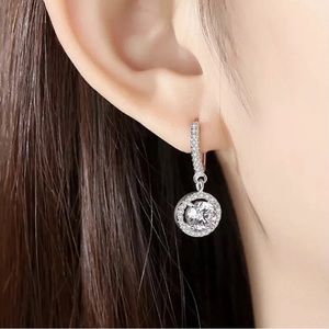 Certified 2CT Brilliant Cut Colorless Moissanite 925 Sterling Silver Earrings